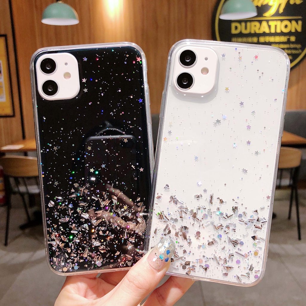 Ốp Điện Thoại Trong Suốt Họa Tiết Bầu Trời Đầy Sao Lấp Lánh Cho iPhone 11 Pro Max XR X XS Max 7 8 6 Plus SE2