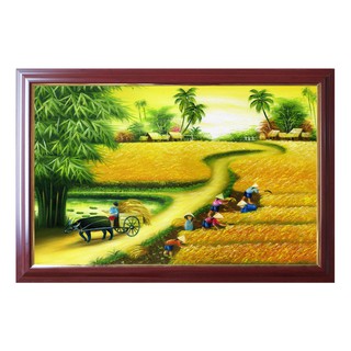 Tranh đồng quê Việt Nam treo tường, tranh phong cảnh con đường làng  cánh đồng lúa nhiều mẫu TDQ-32