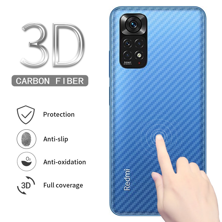 Miếng dán mặt lưng cacbon Dán Lưng Điện Thoại Chống Trầy Cho Xiaomi Mi 11T 11 Lite 10T 13 Redmi Note 7 8 9 10 11 12 Pro 11s 10s 10C 12C Poco X5 M3 M4 X4 X3 F3 C40