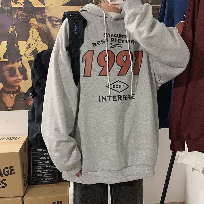 Áo hoodie dáng rộng tay dài in chữ số "1997" thời trang gồm 2 màu sắc | BigBuy360 - bigbuy360.vn