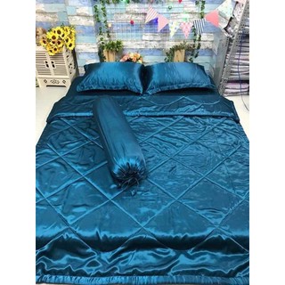 [Xả hàng] Chăn ga gối phi lụa_L14 (xanh cổ vịt)