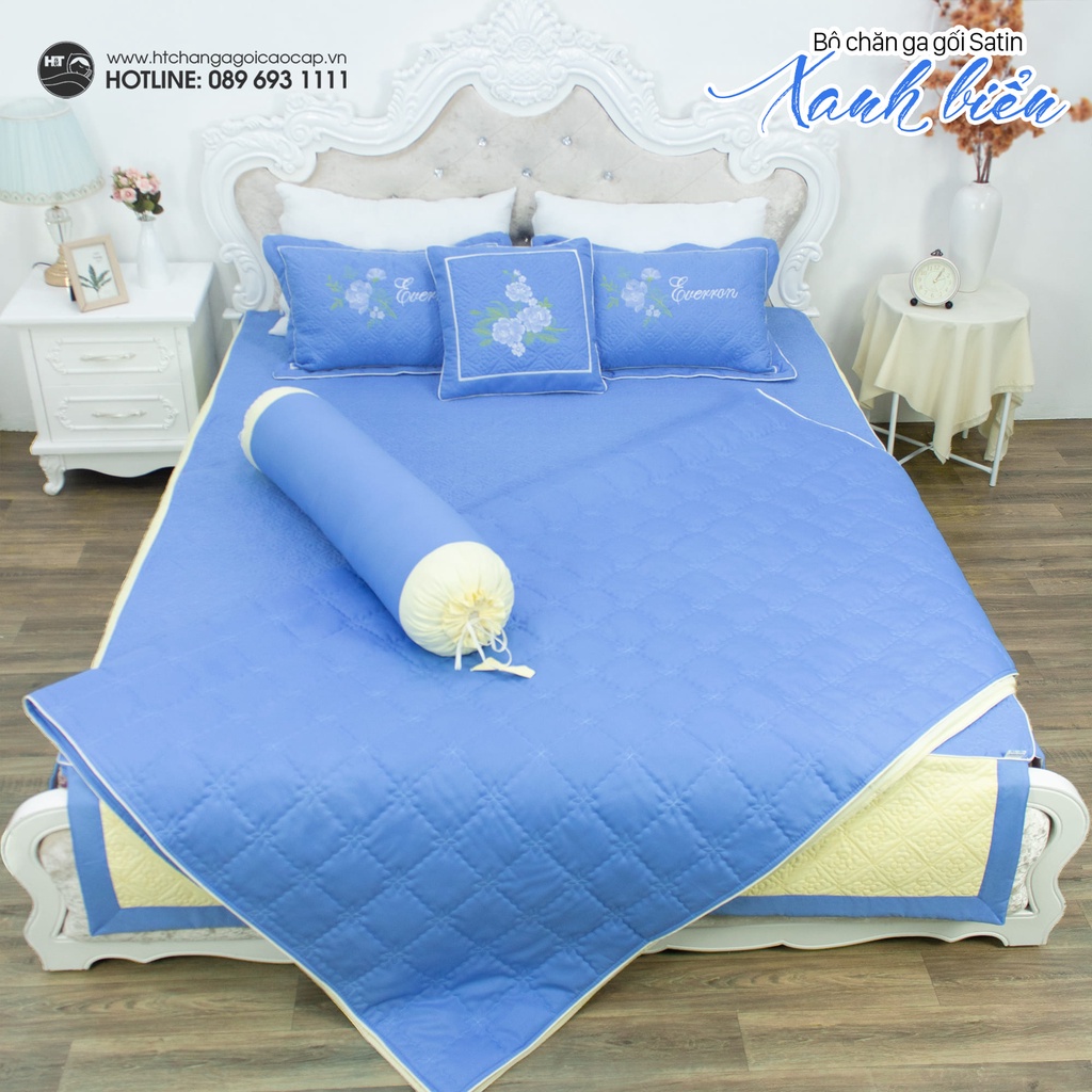 Bộ Ga Gối Cotton Satin 5 món , Chăn Ga Vỏ Gối Chần Bông ,Chăn Ga Gối Thêu Hoa Cao Cấp, Ga Phủ Chần Bông Thêu Hoa | BigBuy360 - bigbuy360.vn