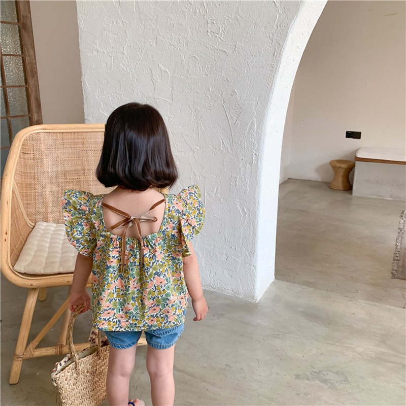 Áo Kiểu Tay Cánh Tiên Hoạ Tiết Hoa Phong Cách Hàn Quốc 1-8y Se7En
