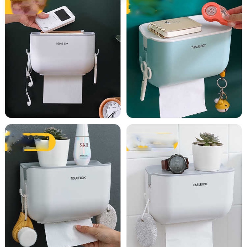 Hộp đựng giấy vệ sinh TISSUE BOX kiêm Kệ để đồ đa năng trang trí nhà nhựa ABS cao cấp