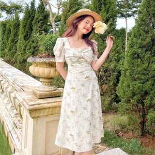 Đầm laurel - đầm dài cổ vuông xoắn ngực