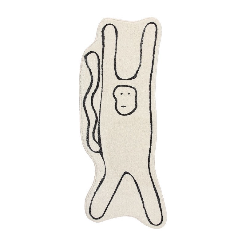 Thảm chân giường lông cừu cao cấp họa tiết momo đáng yêu, có đế chống trơn trượt