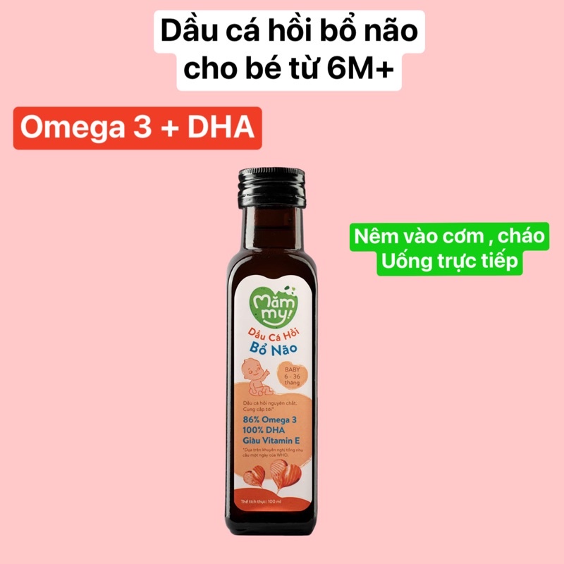 ( Date 2025)Dầu ăn dặm cho bé - Dầu ăn dặm Bổ Não Cá Hồi Mămmy - Giàu Omega 3 SHOP MẸ MIN