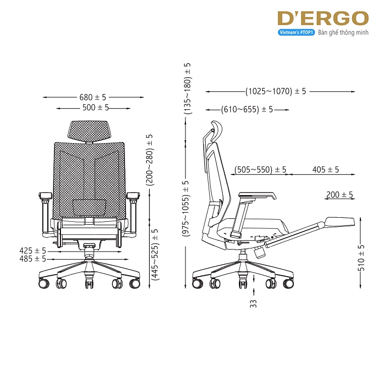 Ghế Văn Phòng Cao Cấp Gác Chân Ergoto Ergonomic office chair Stark S27H-ALF