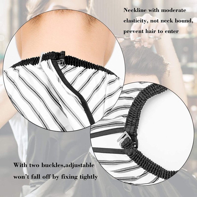Youyo Bộ 3 Áo Choàng Cổ Kẻ Sọc Trắng Đen Chống Thấm Nước Có Thể Điều Chỉnh Nhuộm Tóc