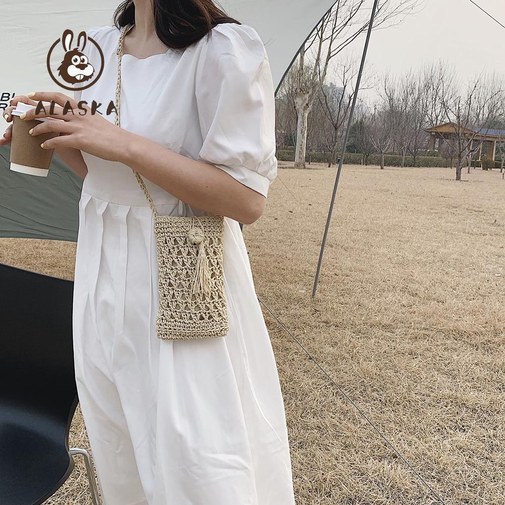 Túi Đeo Chéo Đựng Điện Thoại Mini Bằng Cói 22-AK Dành Cho Nữ