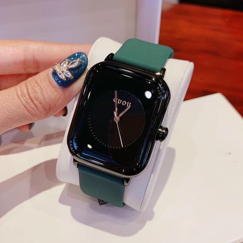 Đồng hồ nữ đẹp Guou dây cao su silicon mềm dẻo mặt vuông thời trang hàng cao cấp chống nước bảo hành 12 tháng -DH08 | BigBuy360 - bigbuy360.vn