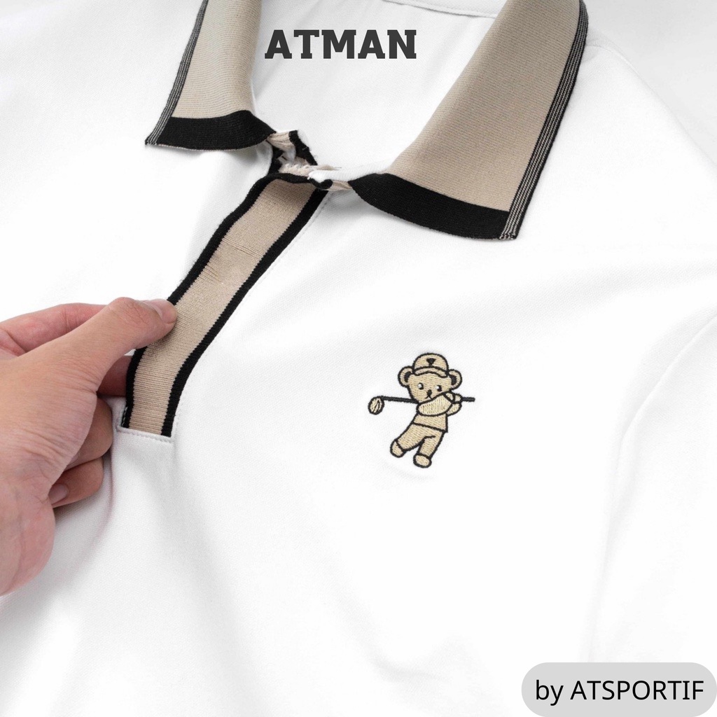 Áo Thun Nam Có Cổ Tay Ngắn Polo logo Thêu Cao Cấp ATMAN Thời Trang