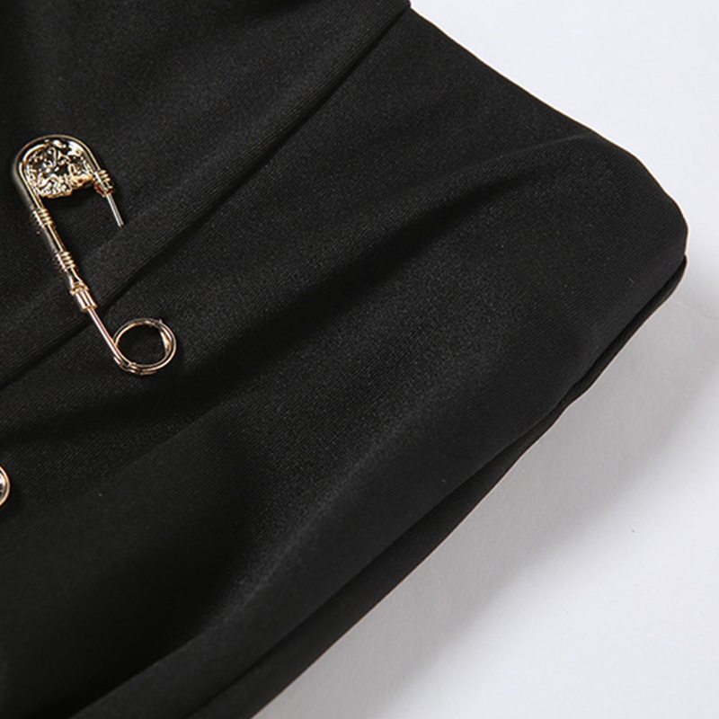 Chân váy bút chì nữ dài qua gối màu đen cạp cao ôm dáng xẻ tà phong cách gothic punk gợi cảm