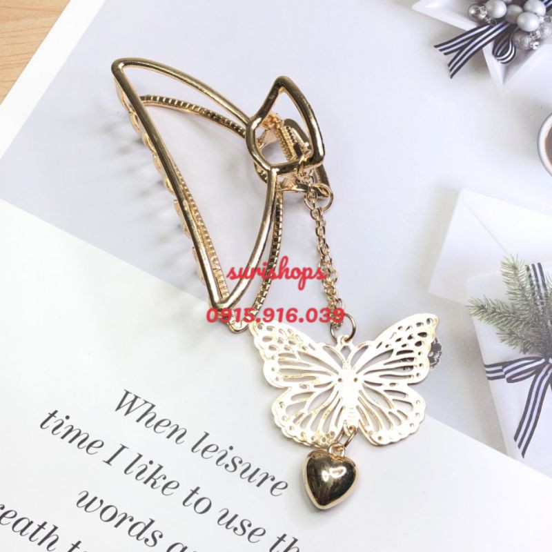 Kẹp Tóc Kim Loại Hình Bướm Phong Cách Hàn Quốc Cho Nữ