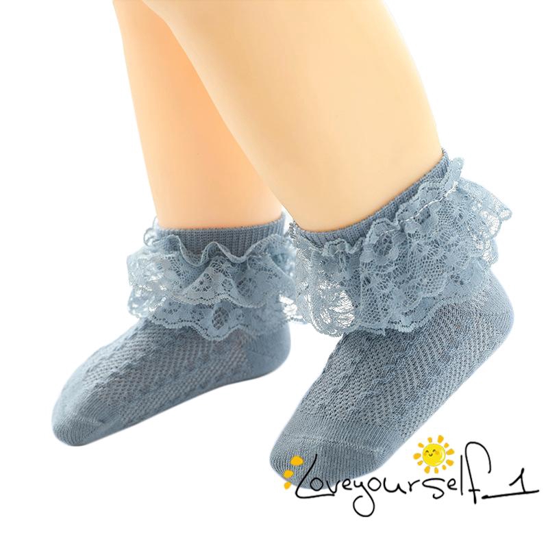 Vớ Cotton Phối Ren Thoáng Khí Dễ Thương Cho Bé Gái 1 Màu Lựa Chọn