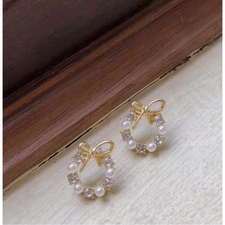 Bông tai xi mạ hoa đá các kiểu cô dâu- dự tiệc