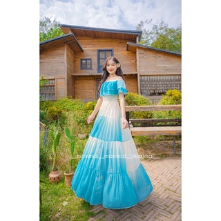 Maxi trễ vai loang màu