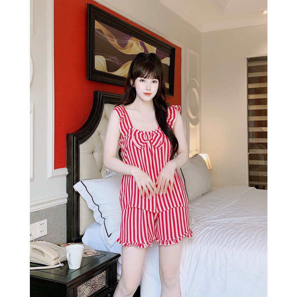 ĐỒ BỘ VẢI XỐP KẺ THỜI TRANG FREESIZE 45-60KG TÙY CHIỀU CAO