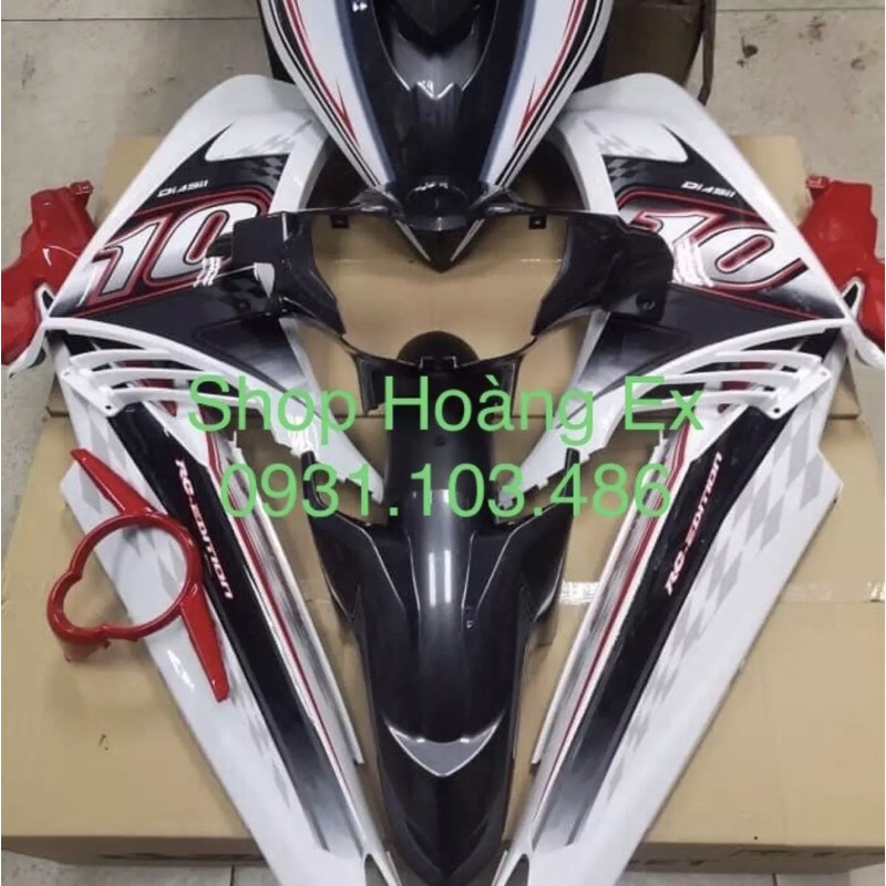 Dàn áo Exciter 135 màu Trắng đen phối Đỏ