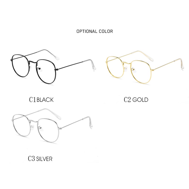 Mắt Kính Gọng Kim Loại Tròn Chống Tia Bức Xạ Tiện Dụng Cho Nữ