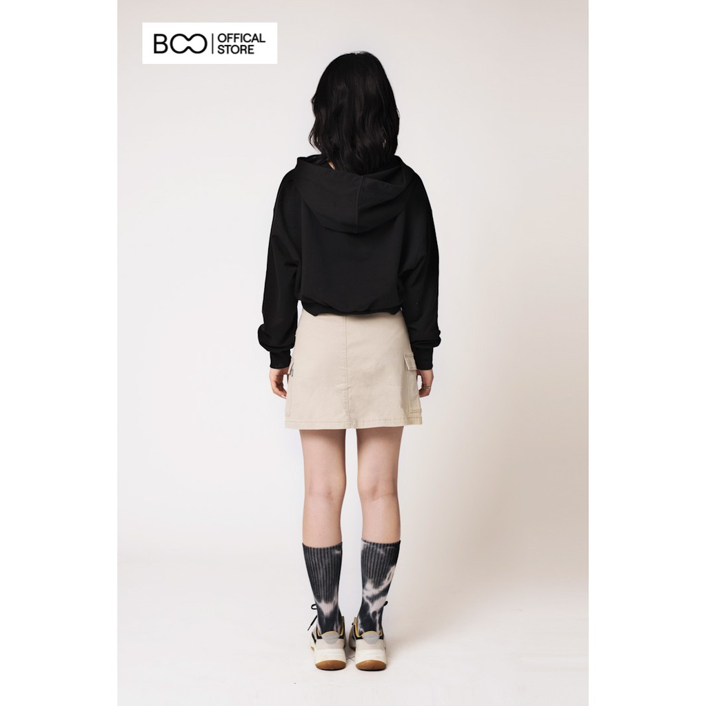 Áo Hoodie Nỉ Có Mũ Nữ BOO Dáng Croptop Cá Tính Nhiều Màu Hottrends