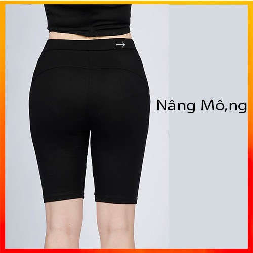 Quần legging nữ lửng nâng mông lưng cạp cao vải thun dày dặn - Quần đùi ngố lửng ôm body bó mặc nhà tập gym yoga đi ngủ