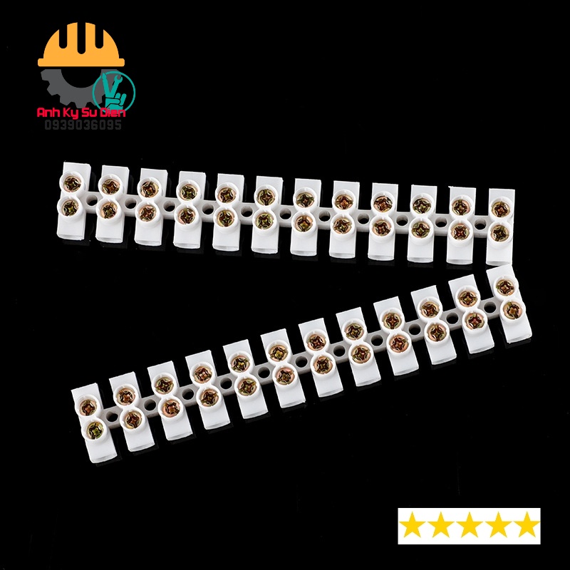 Đầu nối nhanh dây điện vặn vít - Cút cầu nối kẹp 12P 20A X3-2012  - Domino Thanh Nhựa Trắng Chống Cháy