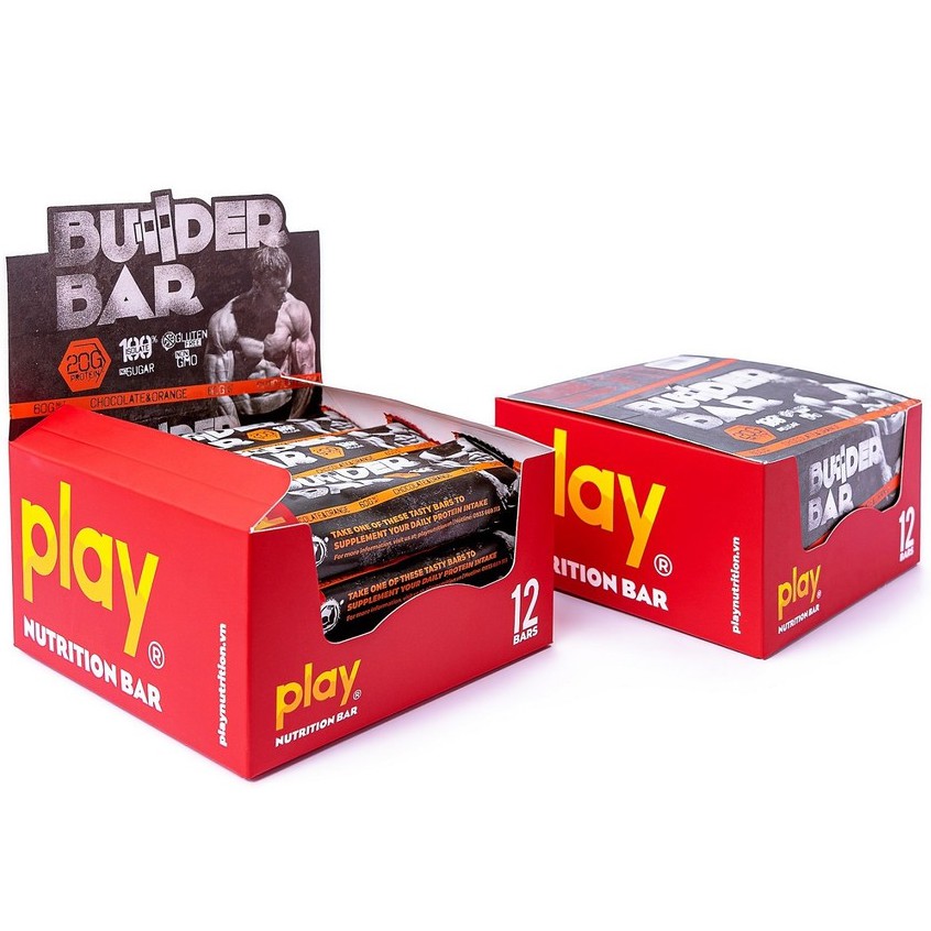 Bánh Ăn Kiêng - Bánh Protein Play  Builder Bar Vị Cam Cacao Hộp 12 Thanh SP9.1