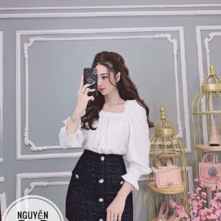 Áo voan bẹt vai