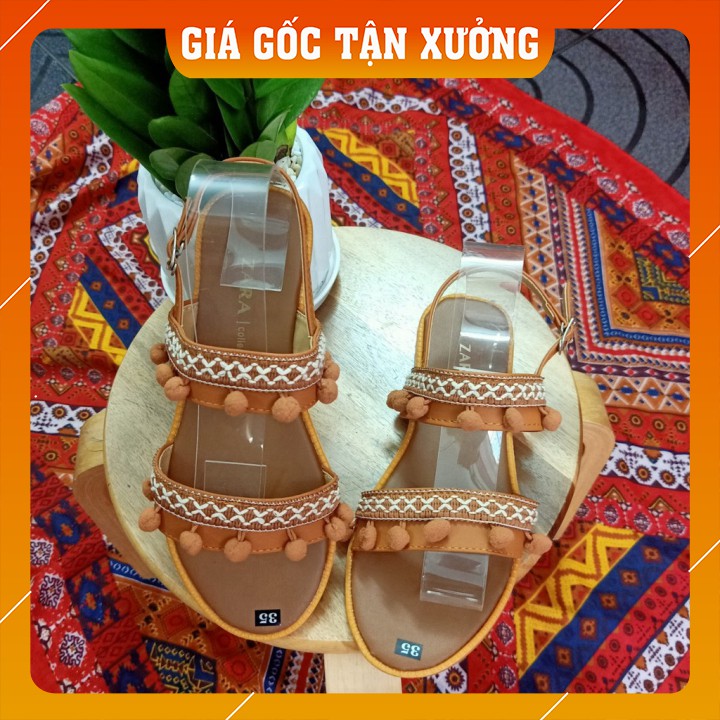 Giày sandal thổ cẩm 2 quai ngang phong cách boho hình chụp thật [HÀNG CÓ SẴN]