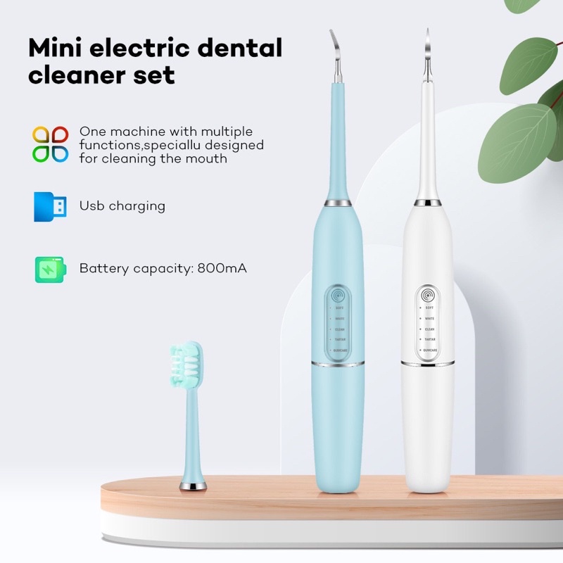TẶNG 2 ĐẦU CHẢI, Máy lấy cao răng tại nhà,máy 2 in 1 lấy vôi răng kèm đánh răng sạc đế không dây.