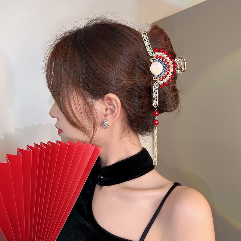 Kẹp Tóc Đính Ngọc Trai Giả Dáng Dài Phong Cách Trung Hoa Sang Trọng