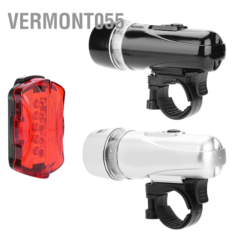 Có thể bán buôn Set đèn 5 LED trước và sau xe đạp chống thấm nước an toàn vermont055 Hàng giao ngay
