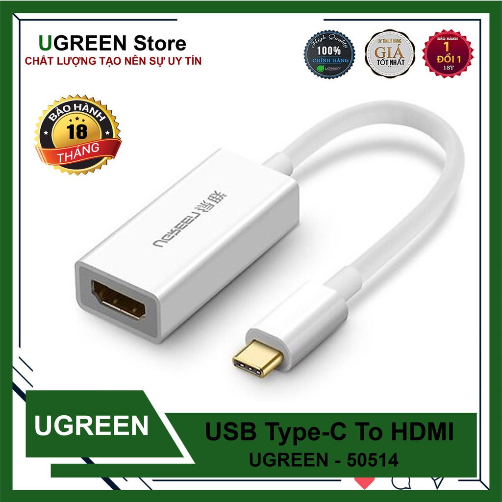 [Mã ELHACE giảm 4% đơn 300K] Cáp Chuyển USB Type-C Ra HDMI Chuẩn 4K Chính Hãng UGREEN CM139