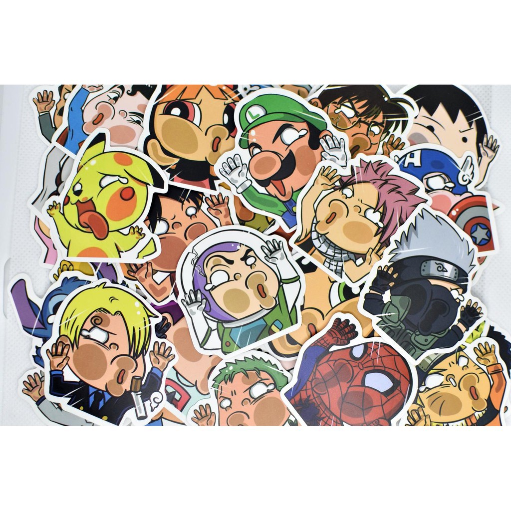 [FREESHIP 40K] SET 50 MIẾNG DÁN STICKER HOẠT HÌNH AVENGER ONEPIECE DOREMON NARUTO LAPTOP, VALI, TỦ, BÀN HỌC, XE MÁY