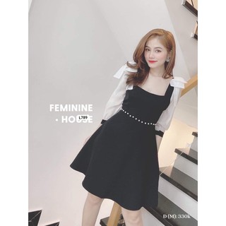đầm đen phối tay voan 265 combo khách chọn live
