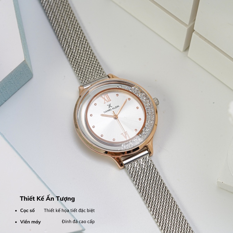 Đồng hồ nữ chính hãng Daniel Klein DK.1.12524 dây thép lưới không gỉ cao cấp