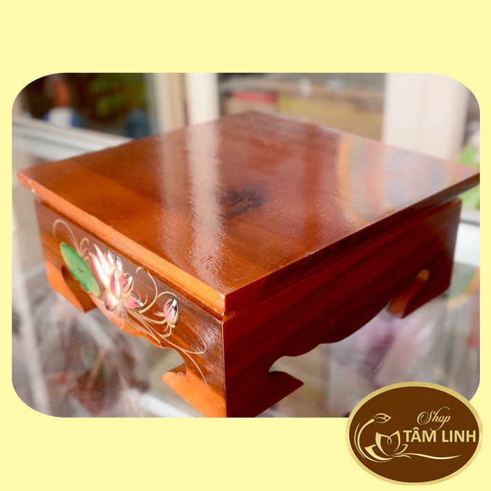 Đôn Gỗ Vuông Hoa Sen Đặt Tượng Thờ _ Nhiều Cỡ