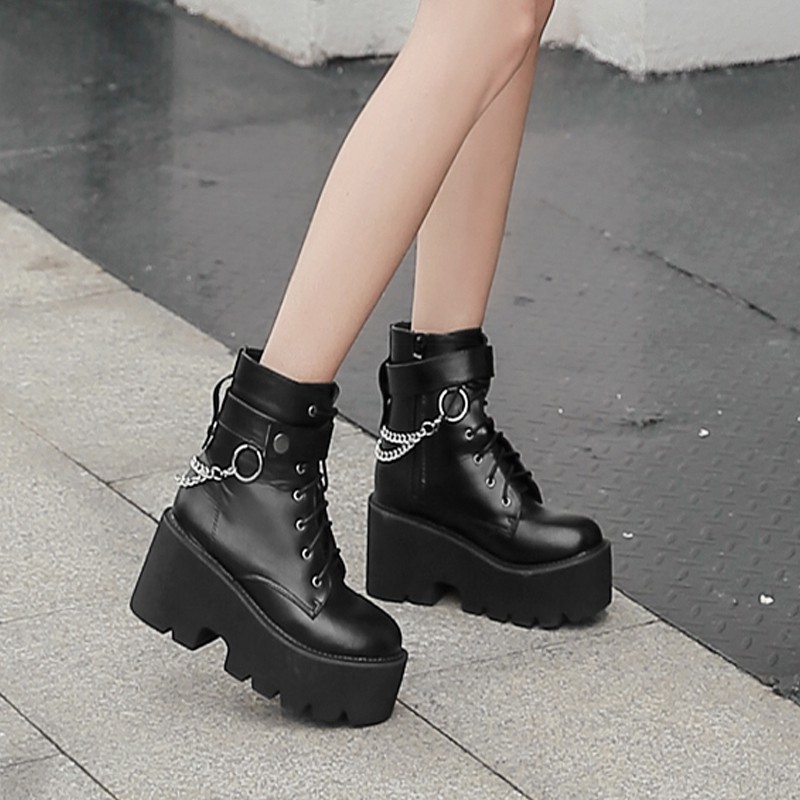 [Order] YAS0429-Giày da cao cổ phối chain | BigBuy360 - bigbuy360.vn