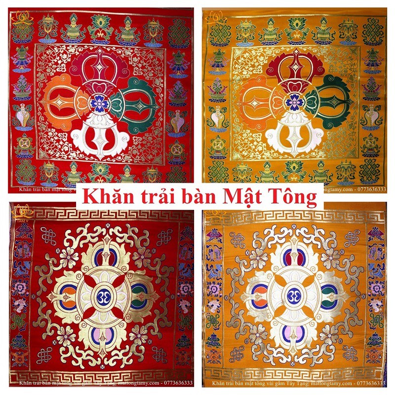 [Ảnh thật][68x68] Khăn Trải Bàn Chày Kim Cang Mật Tông Vải Gấm Thủ Công Tây Tạng