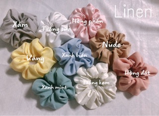Scrunchies cột tóc hàn quốc vải linen ( ảnh thật shop tự chụp )
