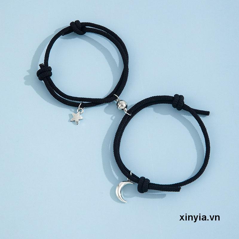 Vòng Tay Dây Đan Mặt Trăng Ngôi Sao Đơn Giản Thu Hút Quyến Rũ Có Thể Điều Chỉnh Cho Cặp Đôi