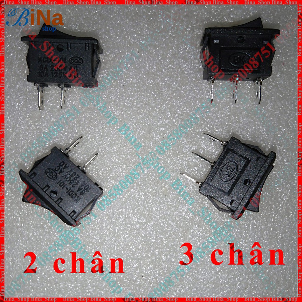 [10 cái] Công tắc bập bênh 10x15mm 6A 250V đỏ / đen