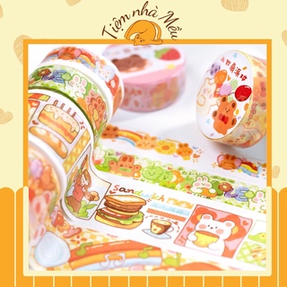 Băng dính washi tape Colorful, cuộn băng dính dễ thương