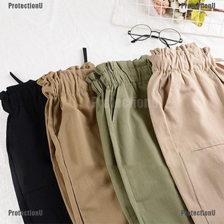Quần ống rộng Lưng Thun Bằng Vải Cotton Lanh Co Giãn Dành Cho Nữ