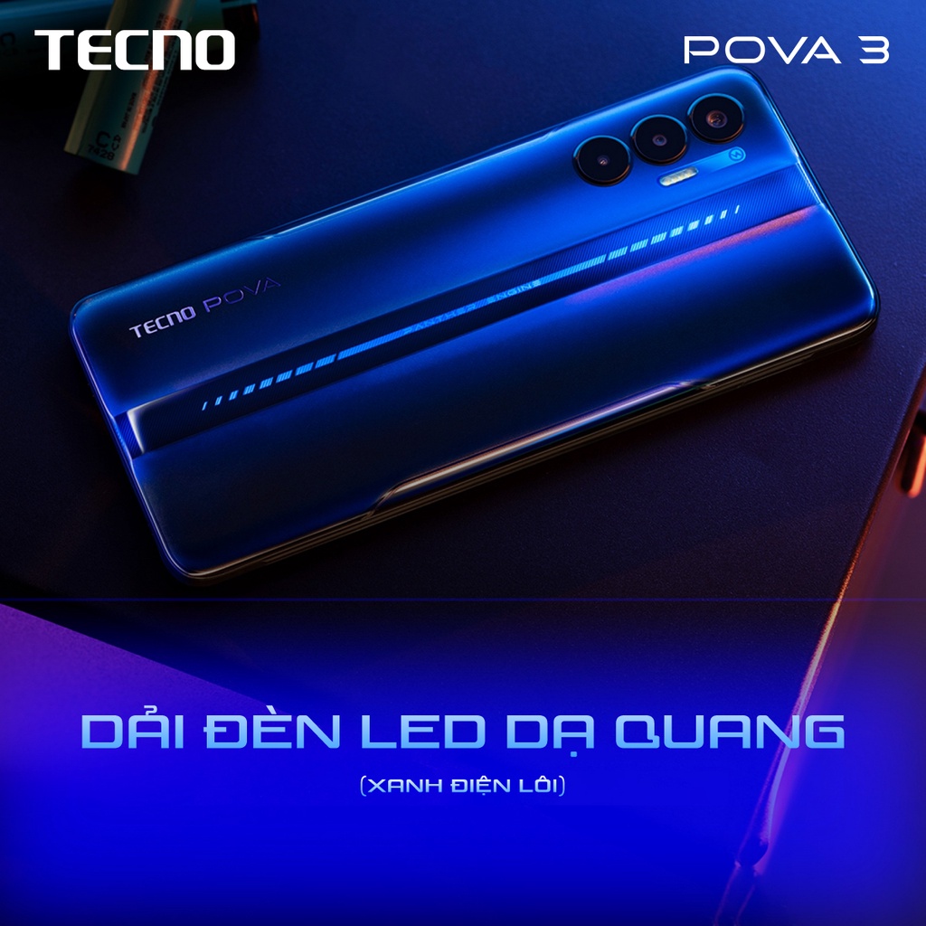 Điện thoại Gaming Tecno POVA 3 (6+5GB)/128GB - Helio G88 | 7000 mAh | Sạc nhanh 33W