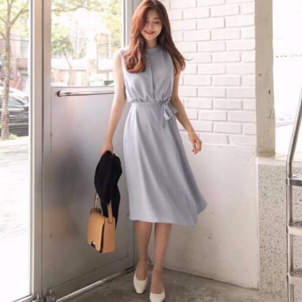 Đầm maxi cộc tay thắt nơ eo - D1050