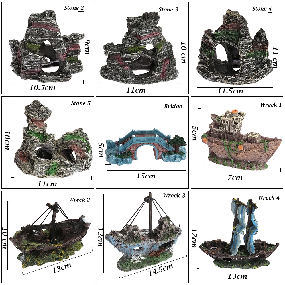 CONOPERY Mô hình tàu đắm trang trí bể cá cảnh