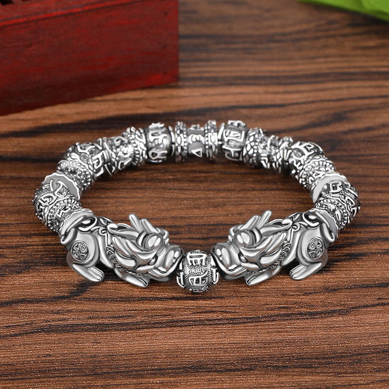 Suxinjewelry/Vòng tay Pixiu vàng 3D cho nam,Vòng tay hạt Phật giáo