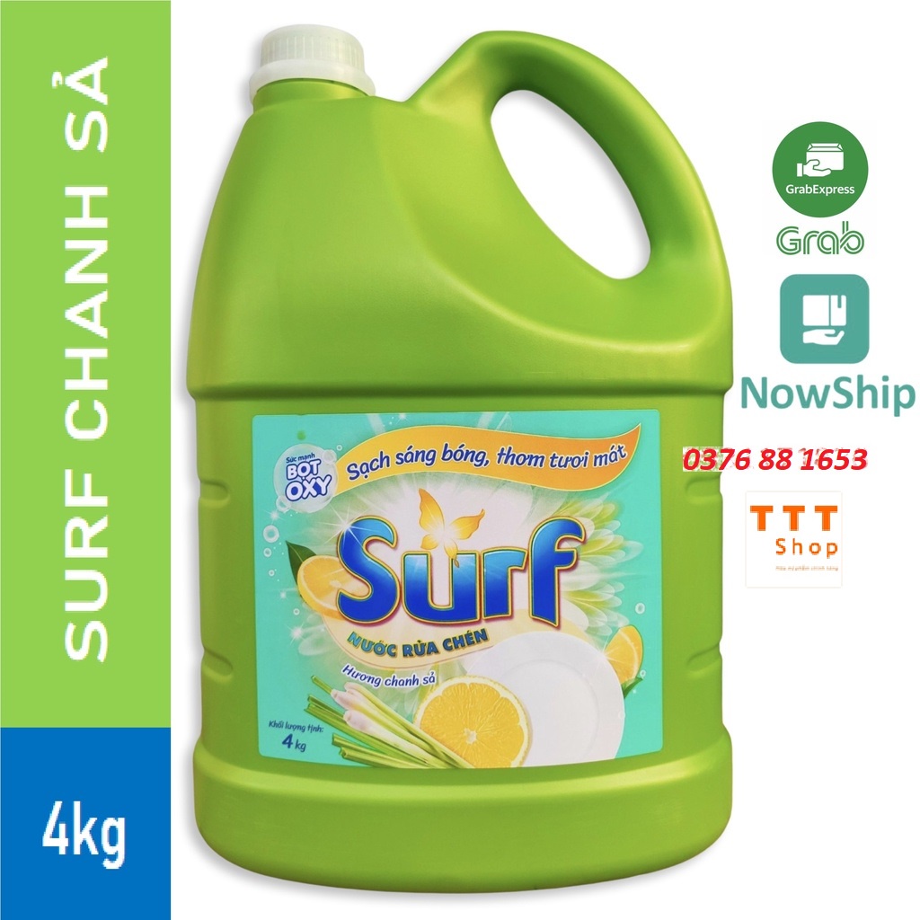 [Combo] Nước rửa chén Surf 2 can 8kg hương chanh xả sạch sáng bóng